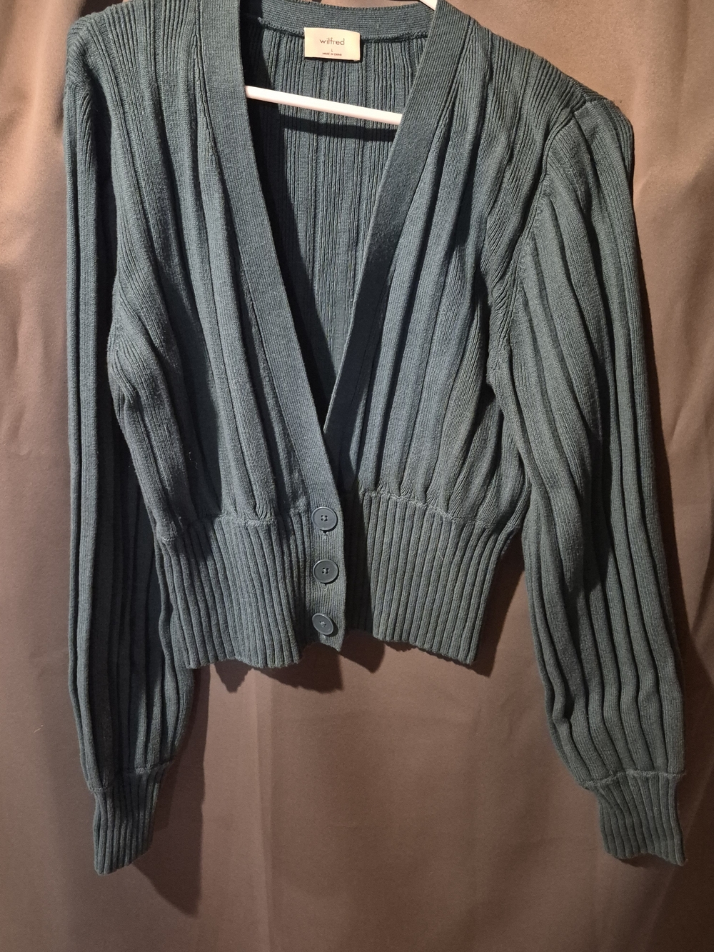Wilfred Teal Ribbed V-Neck Button Cardigan